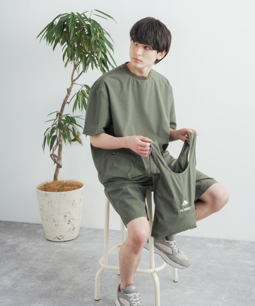 セットアップ 半袖 Tシャツ ショートパンツ エコバッグ メンズ レディース 短パン 膝丈 ワイド クルーネック オーバーサイズ ワンマイル ルームウェア アウ ロッキーモンロー Rocky Monroe Magaseek