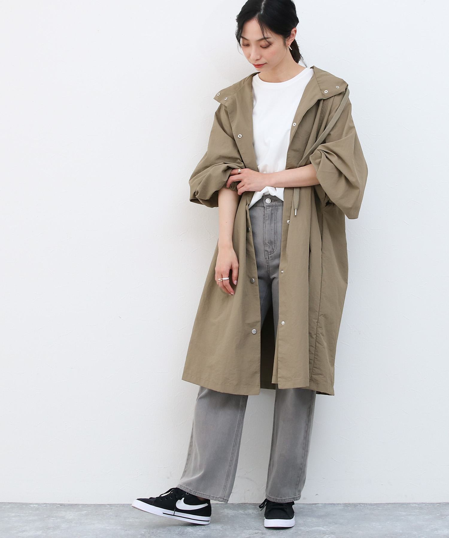 激安特価品 LOUNIE ベルト付 ボリューム ダウン トレンチ コート 美品