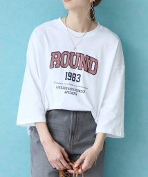 reca(レカ)/カレッジロゴ風プリント七分袖Tシャツ(220303)/ホワイト