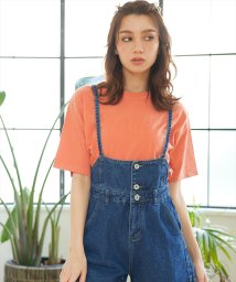 CHILLE(チル)/同色刺繍メッセージTシャツ/オレンジ