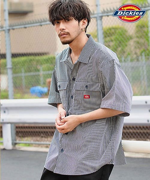 Dickies ツイル デニム半袖ビッグワークシャツ ディッキーズ メンズ ワッペン ポケット ブランド オーバーサイズ ビッグシルエット 大きい ゆったり エスビーセレクト Sb Select Magaseek