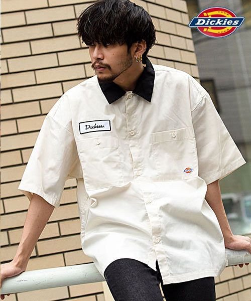 Dickies ツイル デニム半袖ビッグワークシャツ ディッキーズ メンズ ワッペン ポケット ブランド オーバーサイズ ビッグシルエット 大きい ゆったり エスビーセレクト Sb Select Magaseek