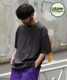 CavariA(キャバリア)/CavariA USAコットンカリフォルニアイラストクルーネック半袖Tシャツ メンズ 半袖 大人 USAコットン 厚手 大きいサイズ ビッグシルエット オーバー/ブラック