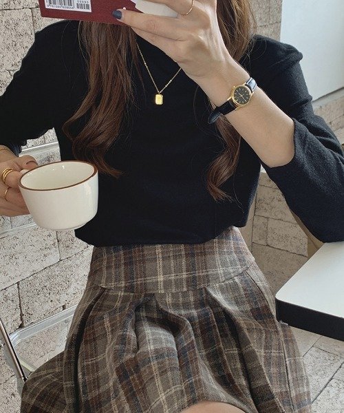 ハイネックロング袖カットソー 韓国ファッション Aimoha アイモハ Aimoha Magaseek