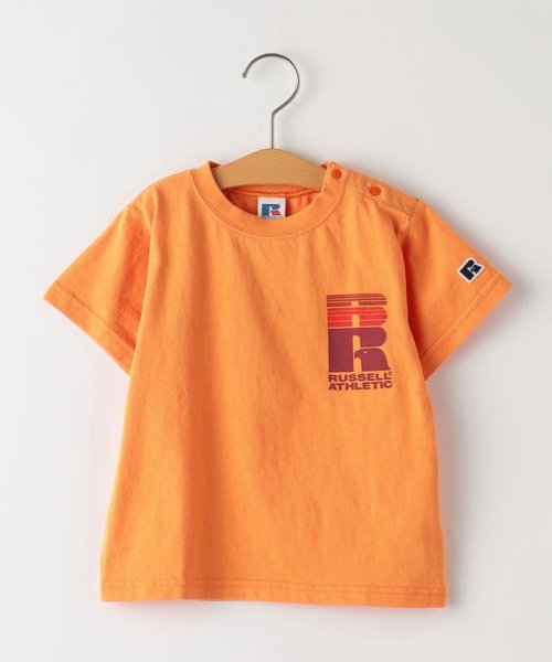 SHIPS KIDS(シップスキッズ)/【SHIPS KIDS別注】RUSSELL ATHLETIC:モーション ロゴ TEE(80～90cm)/オレンジ