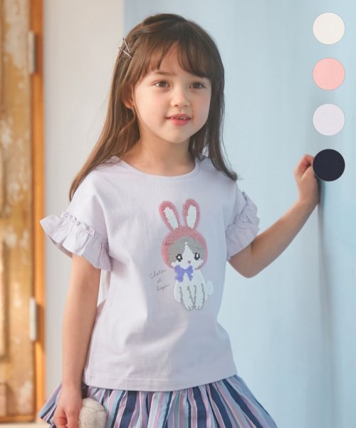 anyFAM（KIDS）(エニファム（キッズ）)/ミラクルスパンコールTシャツ/ラベンダー×ウサギ