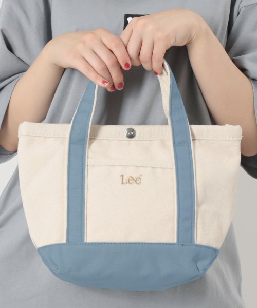 Lee(Lee)/【Lee/リー】ブランドロゴ キャンバス ミニ トートバッグ/ホワイト×ブルー