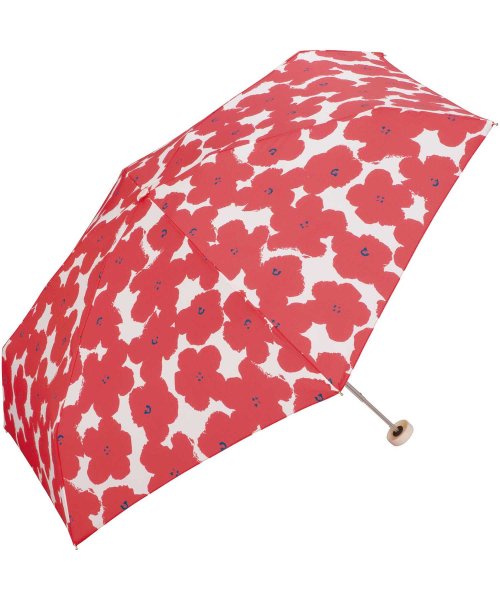 Wpc．(Wpc．)/【Wpc.公式】雨傘 ハナプリント ミニ  50cm 継続はっ水 晴雨兼用 レディース 折りたたみ傘/RD