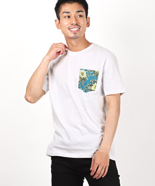 セール ボタニカル柄ポケットプリント半袖tシャツ Tシャツ メンズ 半袖 ポケットtシャツ ボタニカル柄 プリント ラグスタイル Luxstyle Magaseek