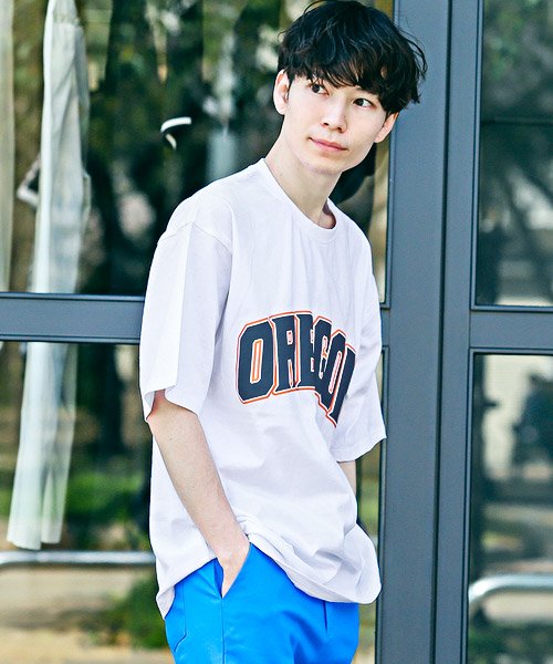 セール 発泡カレッジロゴプリント半袖tシャツ Tシャツ メンズ 半袖 ビッグシルエット 発泡プリント ロゴ カレッジ ラグスタイル Luxstyle Magaseek