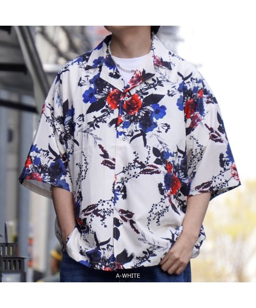 セール オーバーサイズ シャツ 半袖 メンズ 柄シャツ レディース 総柄 ビッグシルエット 半袖シャツ トップス 半袖 開襟シャツ オープンカラー アロハシャツ 和 ワンフォークロージング 1111clothing Magaseek