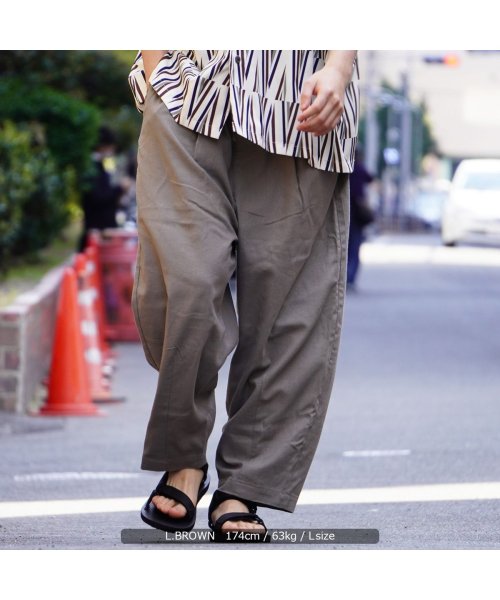 セール ワイドパンツ メンズ バルーンパンツ レディース アンクルパンツ 綿麻 アンクル バルーンパンツ アンクル丈 麻 パンツ ボトム ボトムス 涼しい イージー ワンフォークロージング 1111clothing Magaseek