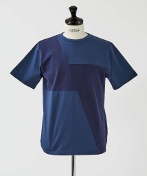 5351POURLESHOMMES(5351POURLESHOMMES)/スラッシュパッチワーク半袖Tシャツ/ブルー
