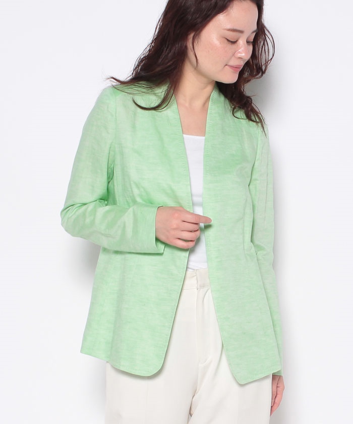 ノーカラージャケット(グリーン・カーキ・緑色)のファッション通販 