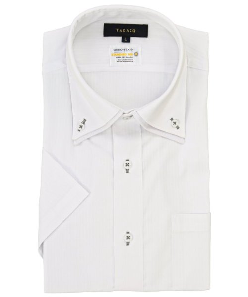 TAKA-Q(タカキュー)/形態安定 吸水速乾 スタンダードフィット 2枚衿ドゥエ 半袖 シャツ メンズ ワイシャツ ビジネス ノーアイロン 形態安定 yシャツ 速乾/ホワイト
