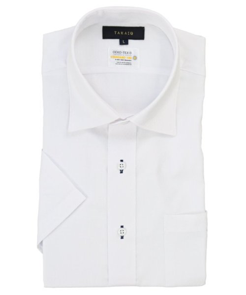 TAKA-Q(タカキュー)/形態安定 吸水速乾 スタンダードフィット ワイドカラー 半袖 シャツ メンズ ワイシャツ ビジネス ノーアイロン 形態安定 yシャツ 速乾/ホワイト