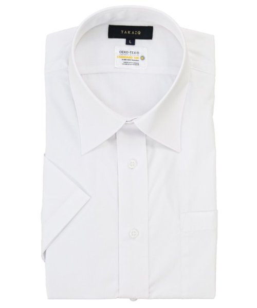 TAKA-Q(タカキュー)/形態安定 吸水速乾 スタンダードフィット レギュラーカラー 半袖 シャツ メンズ ワイシャツ ビジネス ノーアイロン 形態安定 yシャツ 速乾/ホワイト
