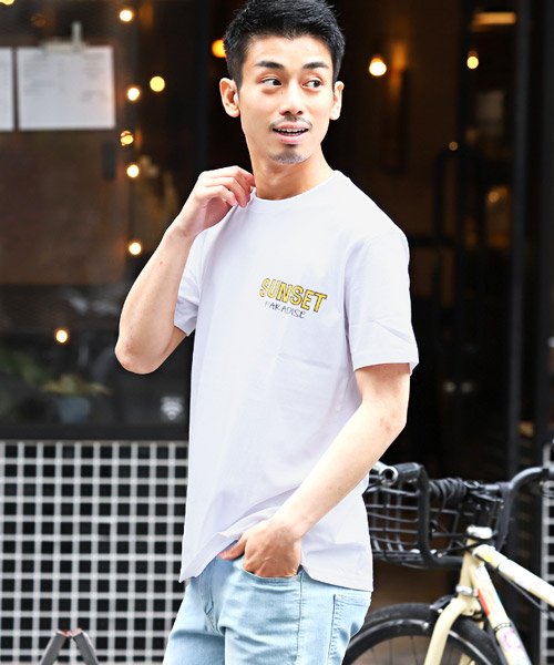 セール Sunsetバックプリントtシャツ Tシャツ メンズ 半袖 プリント イラスト サンセット ロゴ ラグスタイル Luxstyle Magaseek