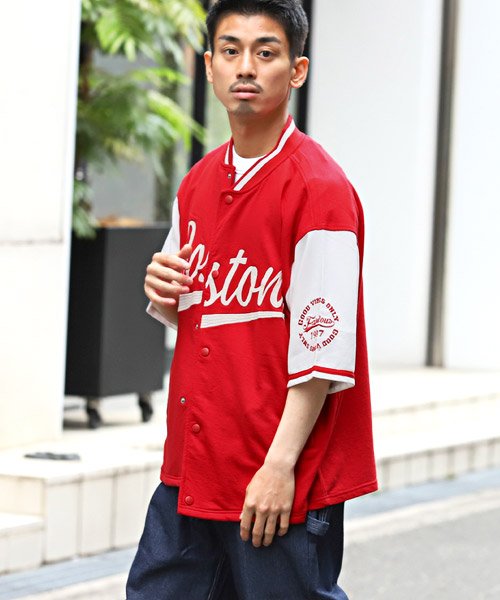 セール ラグスタイル Luxstyle スタジアムロゴ刺繍スウェット半袖スタジャン スタジャン メンズ 半袖 スウェット ブルゾン スタジアムロゴ 刺繍 Magaseek