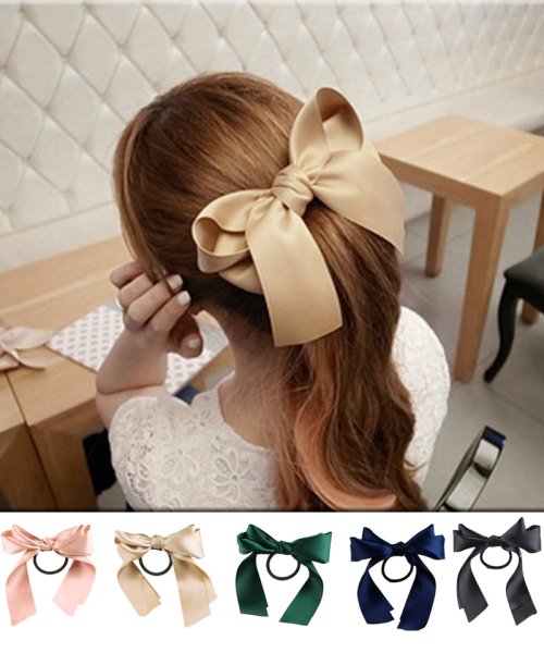 セール リボンヘアゴム ヘアアクセ ダブル 清楚 ガーリー エレガント かわいい パーティー 大人 ショッピングゴー Shoppinggo Magaseek