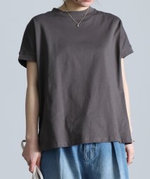 Ranan(ラナン)/〈Beautiful Cotton　綿100％〉UVカット/接触冷感　ハイネックTシャツ/チャコールグレー