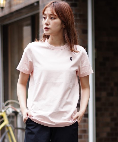 GIORDANO(ジョルダーノ)/GIORDANO/ライオン刺繍クルーネック半袖Tシャツ/ピンク