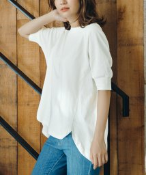 Ranan(ラナン)/〈Beautiful Cotton　綿100％〉UVカット/接触冷感　5分袖裾ラウンドTシャツ/オフホワイト