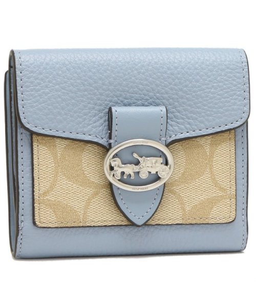 セール コーチ アウトレット 二つ折り財布 シグネチャー ミニ財布 ベージュ ブルー レディース Coach 7250 Svtvs コーチ Coach Magaseek