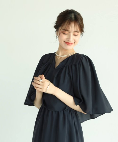 セール Vin 手洗い可 ケープデザインネイビードレス ヴァン Vin Magaseek