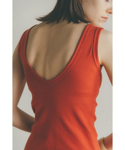 CLANE(クラネ)/BACK OPEN CUP TANK TOPS/RED