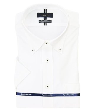 TAKA-Q/ノーアイロン ストレッチ スタンダードフィット ボタンダウン 半袖 ニット 半袖 シャツ メンズ ワイシャツ ビジネス ノーアイロン 形態安定 yシャツ 速乾/504688208