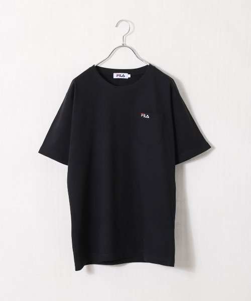 ZIP FIVE(ジップファイブ)/高密度生地左胸ワンポイント半袖Tシャツ/ブラック