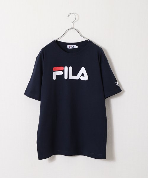 ZIP FIVE(ジップファイブ)/高密度生地センターロゴ半袖Tシャツ/ネイビー