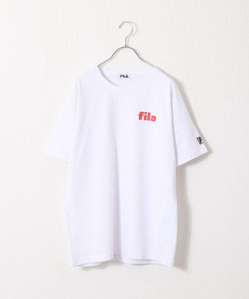 ZIP FIVE(ジップファイブ)/高密度生地左胸カレッジワンポイント半袖Tシャツ/ホワイト
