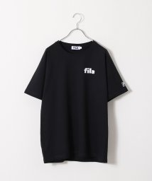 ZIP FIVE(ジップファイブ)/高密度生地左胸カレッジワンポイント半袖Tシャツ/ブラック