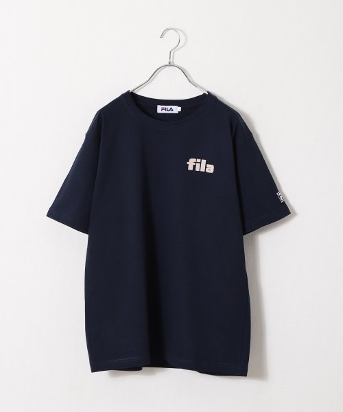ZIP FIVE(ジップファイブ)/高密度生地左胸カレッジワンポイント半袖Tシャツ/ネイビー