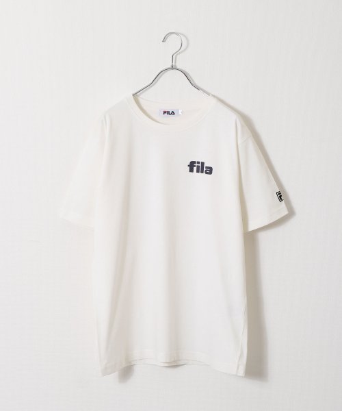 ZIP FIVE(ジップファイブ)/高密度生地左胸カレッジワンポイント半袖Tシャツ/オフホワイト