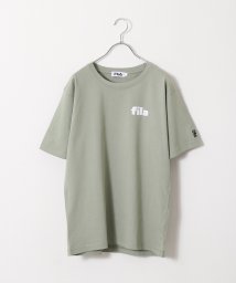 ZIP FIVE(ジップファイブ)/高密度生地左胸カレッジワンポイント半袖Tシャツ/ライトグリーン