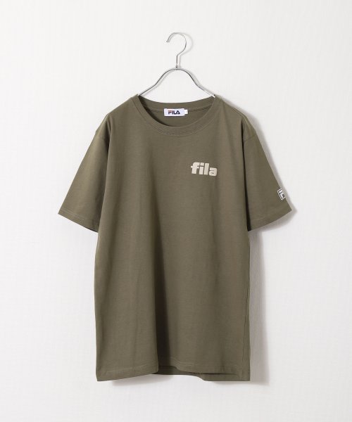 ZIP FIVE(ジップファイブ)/高密度生地左胸カレッジワンポイント半袖Tシャツ/カーキ