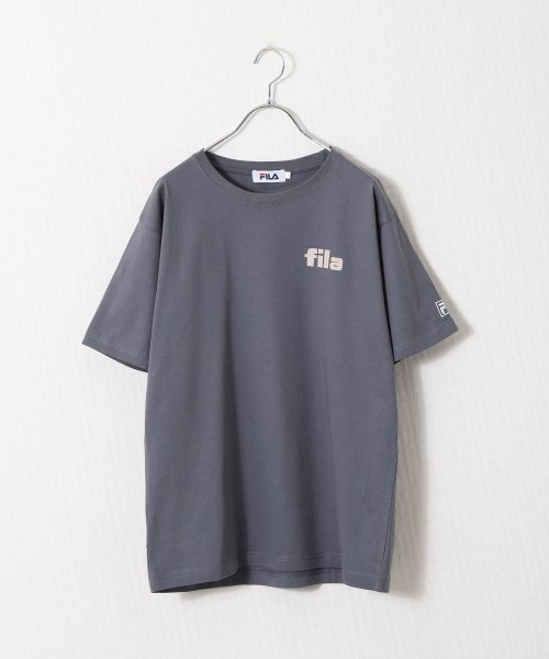 ZIP FIVE(ジップファイブ)/高密度生地左胸カレッジワンポイント半袖Tシャツ/グレー