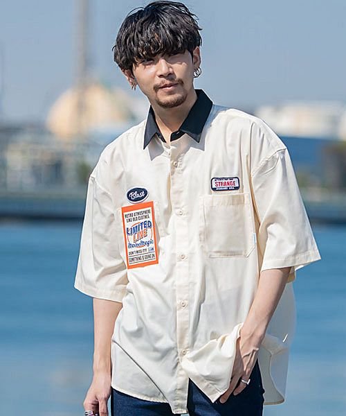 Nativ Magic ロゴワッペン付き半袖クレリックワークシャツ メンズ ブランド おしゃれ 大人 カジュアル ファッション シャツ 半袖シャツ クレリック エスビーセレクト Sb Select Magaseek