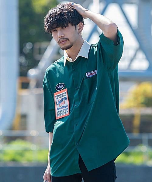 Nativ Magic ロゴワッペン付き半袖クレリックワークシャツ メンズ ブランド おしゃれ 大人 カジュアル ファッション シャツ 半袖シャツ クレリック エスビーセレクト Sb Select Magaseek