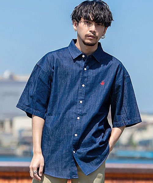Beverly Hills Polo Club ワンポイント刺繍半袖デニムシャツ メンズ 半袖 Beverly Hills Polo Club ビバリーヒルズポ エスビーセレクト Sb Select Magaseek