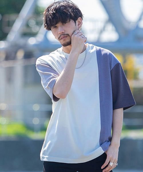 Timbre Poste 配色切り替えクルーネック半袖tシャツ メンズ ブランド おしゃれ 大人 ファッション 半袖 半袖tシャツ 切り替え トップス 配色 無 エスビーセレクト Sb Select Magaseek