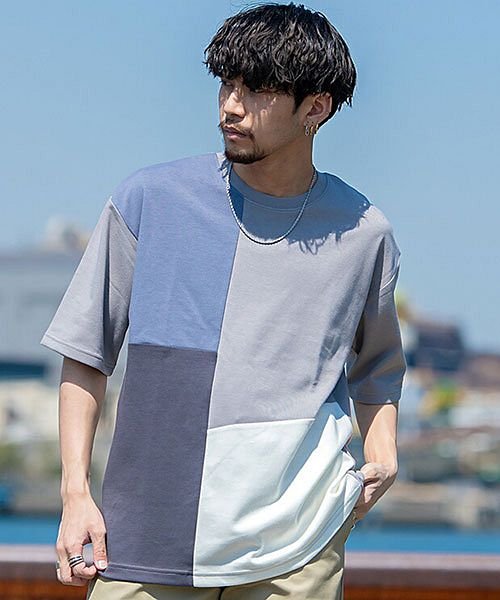 Timbre Poste 配色切り替えクルーネック半袖tシャツ メンズ ブランド おしゃれ 大人 ファッション 半袖 半袖tシャツ 切り替え トップス 配色 無 エスビーセレクト Sb Select Magaseek