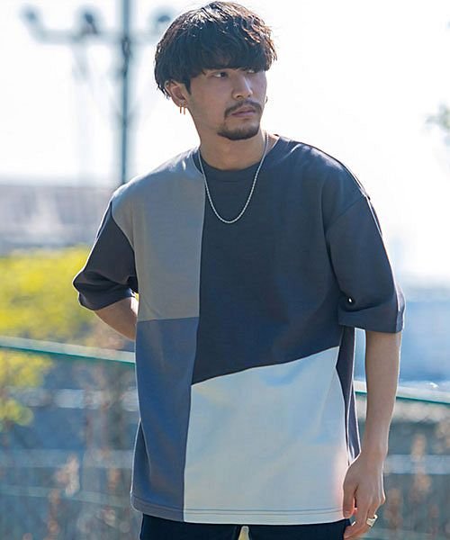 Timbre Poste 配色切り替えクルーネック半袖tシャツ メンズ ブランド おしゃれ 大人 ファッション 半袖 半袖tシャツ 切り替え トップス 配色 無 エスビーセレクト Sb Select Magaseek