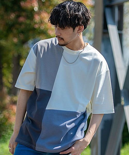 Timbre Poste 配色切り替えクルーネック半袖tシャツ メンズ ブランド おしゃれ 大人 ファッション 半袖 半袖tシャツ 切り替え トップス 配色 無 エスビーセレクト Sb Select Magaseek