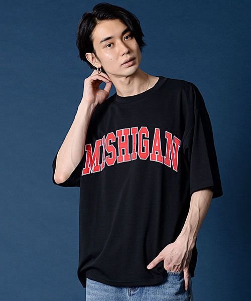 CavariA(キャバリア)/CavariA シルケットポンチクルーネック半袖ドロップショルダービッグTシャツ メンズ ブランド おしゃれ 大人 カジュアル ファッション 半袖 無地 ドロッ/ブラック