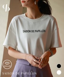 SAISON DE PAPILLON(セゾン ド パピヨン)/【ユニセックス】ラインストーン入りブランドロゴオーバーサイズボックスTシャツ/ホワイト