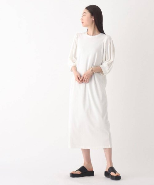 セール シルキーピマコットンカットソー ボリュームスリーブワンピース オペークドットクリップ Opaque Clip Magaseek